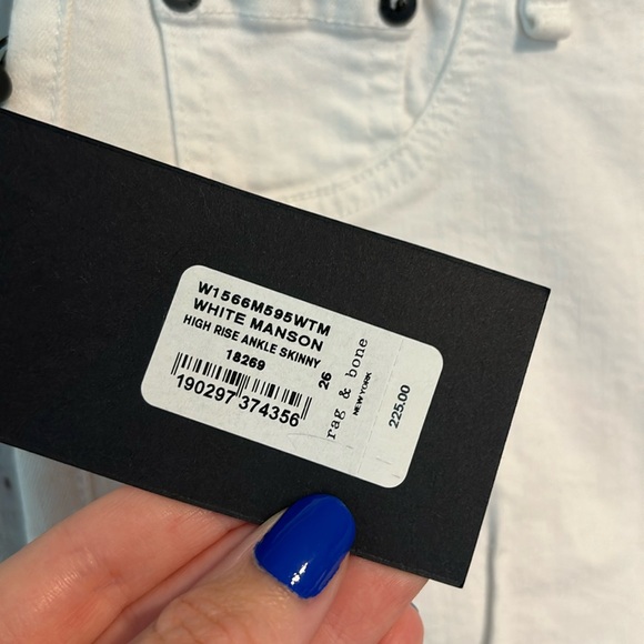 NWT rag & bone high rise ankle skinny jeans in white Manson - Picture 5 of 9